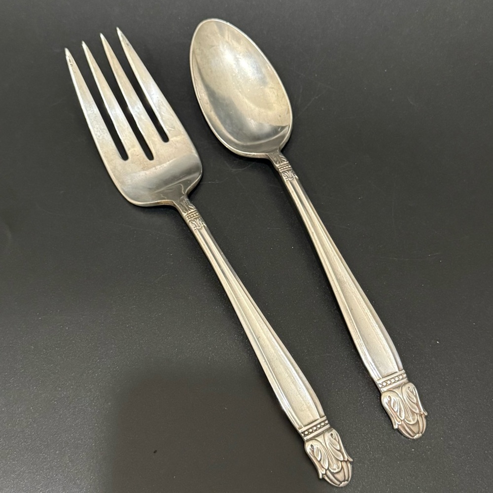 HOLMES & EDWARDS Inlaid “Danish Princess” Silver-plated Serving Fork & Spoon